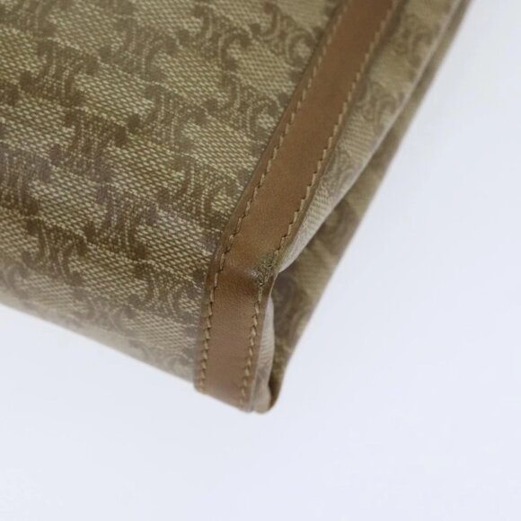 CELINE Macadam Canvas Shoulder Bag Beige Gold Auth 91292 - Picture 14 of 16